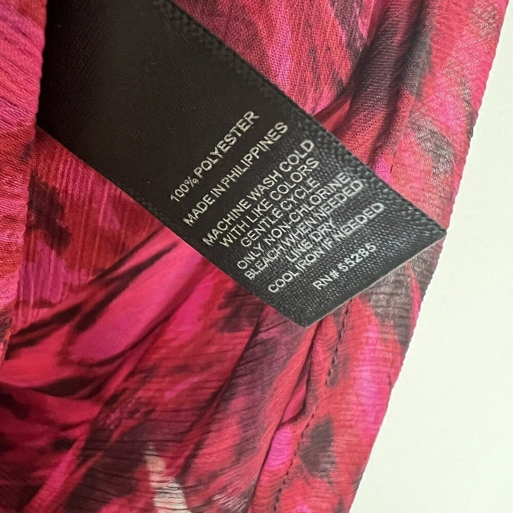 Express feather Blouse top MEDIUM magenta pink 3/4 Sleeve Criss Cross back - Picture 7 of 7